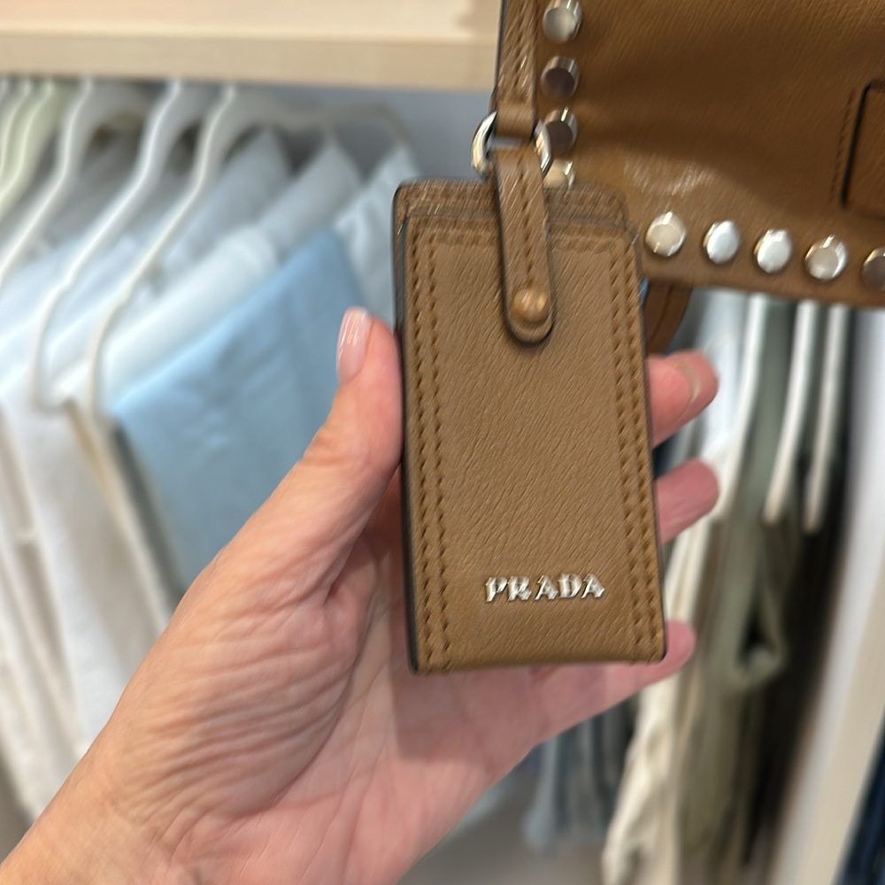 Prada etiquette small leather studded. Tan crossbody - Picture 4 of 8
